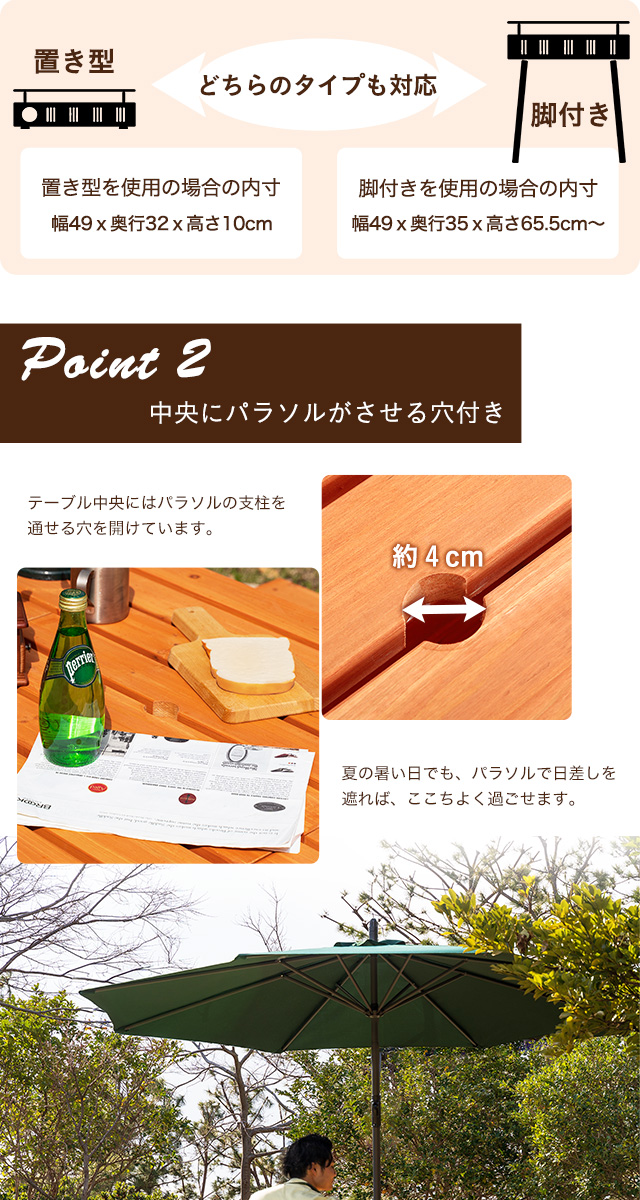 BBQテーブル3点セット（コンロスペース付） [SH-05-81761