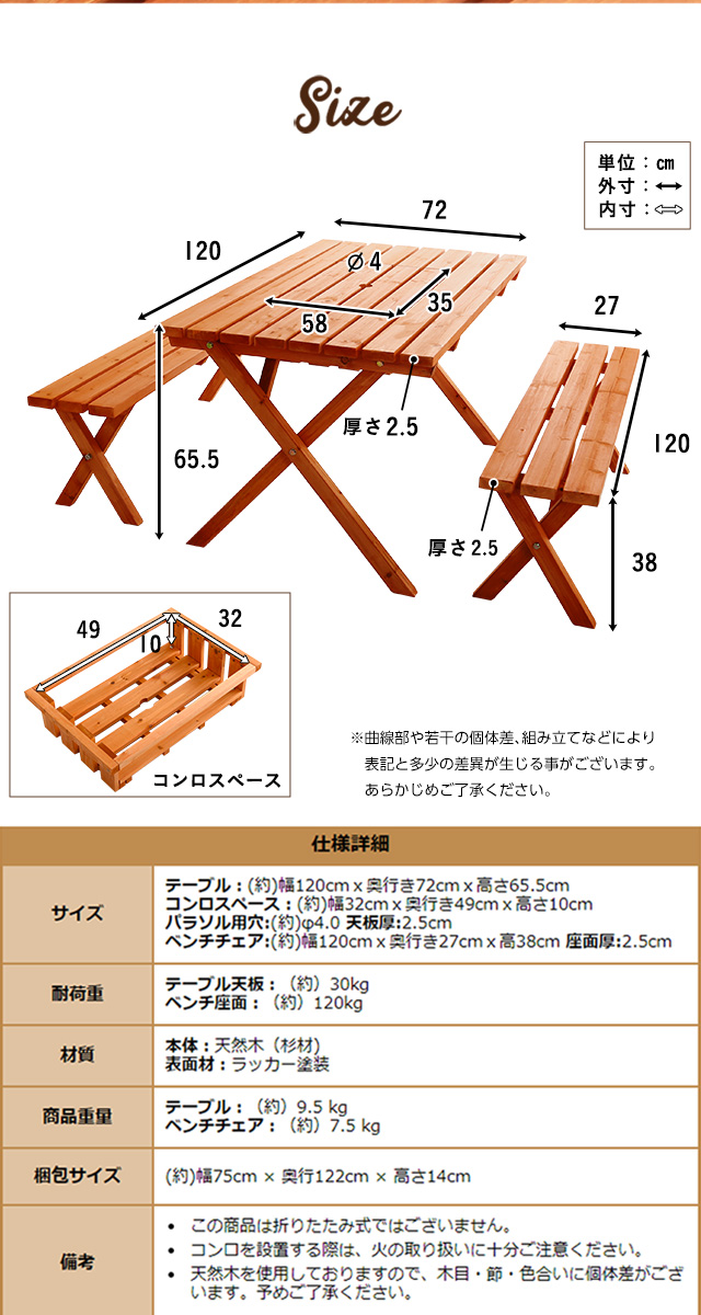 BBQテーブル3点セット（コンロスペース付） [SH-05-81761