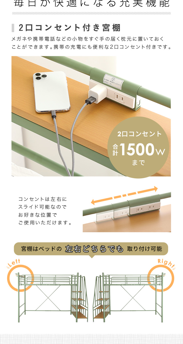 Levata HOHT70-102 宮棚と2口コンセントの使用イメージ
