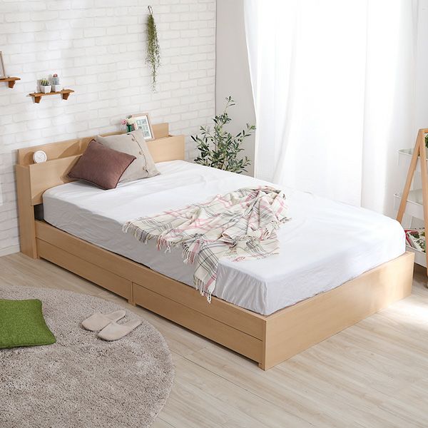 シングル] 棚・コンセント付きチェストベッド [STL-S-OAK] | 家具通販