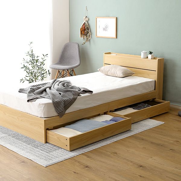 送料無料】棚・収納付きヴィンテージチェストベッド ダブル【BROOK