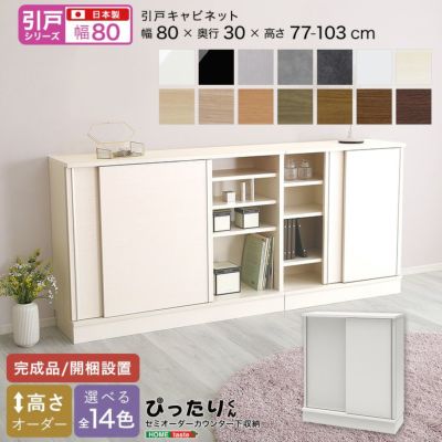 【引戸シリーズ】セミオーダーカウンター下収納ぴったりくん キャビネット 幅80cm×奥行30cm  [SH-19PS8030]