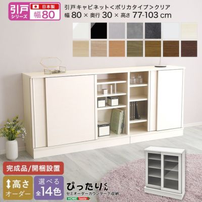 【引戸シリーズ】セミオーダーカウンター下収納ぴったりくん キャビネット(ポリカタイプ クリア) 幅80cm×奥行30cm  [SH-19PSG80C30]