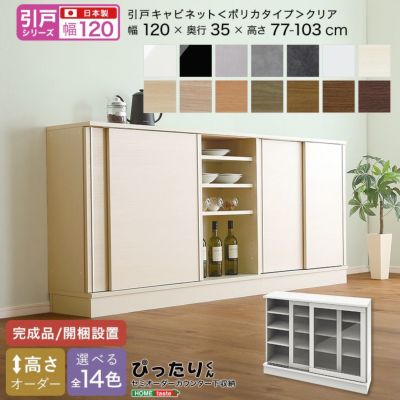 【引戸シリーズ】セミオーダーカウンター下収納ぴったりくん キャビネット(ポリカタイプ クリア) 幅120cm×奥行35cm  [SH-19PSG120C35]