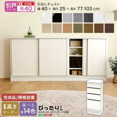 【引戸シリーズ】セミオーダーカウンター下収納ぴったりくん 引出しチェスト 奥行25cm  [SH-19PSH25]