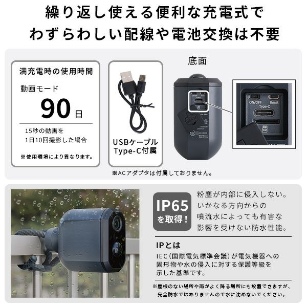 充電式センサーカメラ セット[SH-17-ML19] | 家具通販のグランデ本店