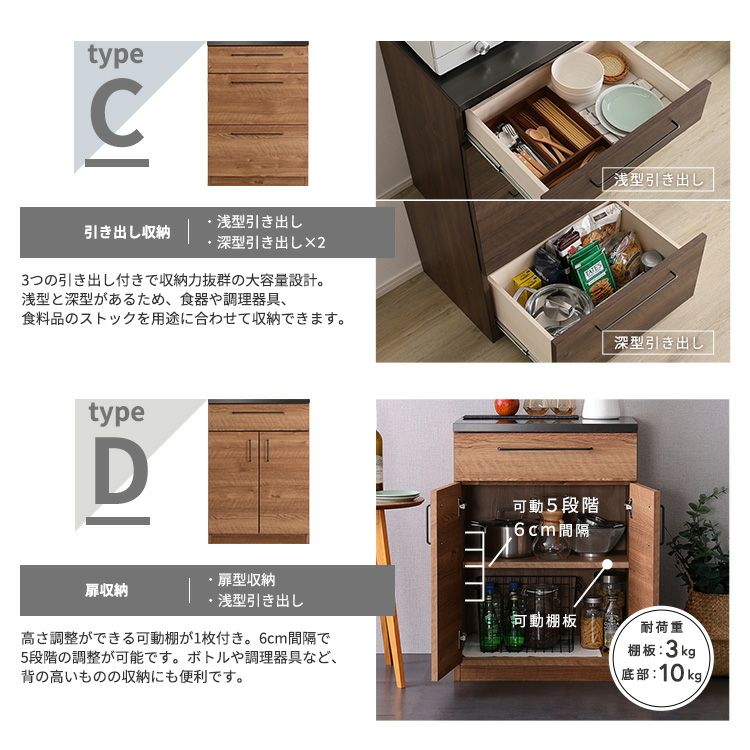 日本製 特殊鋼板を使った組み合わせキッチンカウンター 180cm オープン