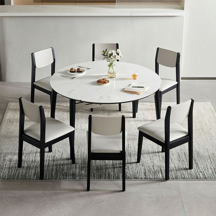 定番，本物保証 伸縮式セラミック円形ダイニングテーブル＆チェア