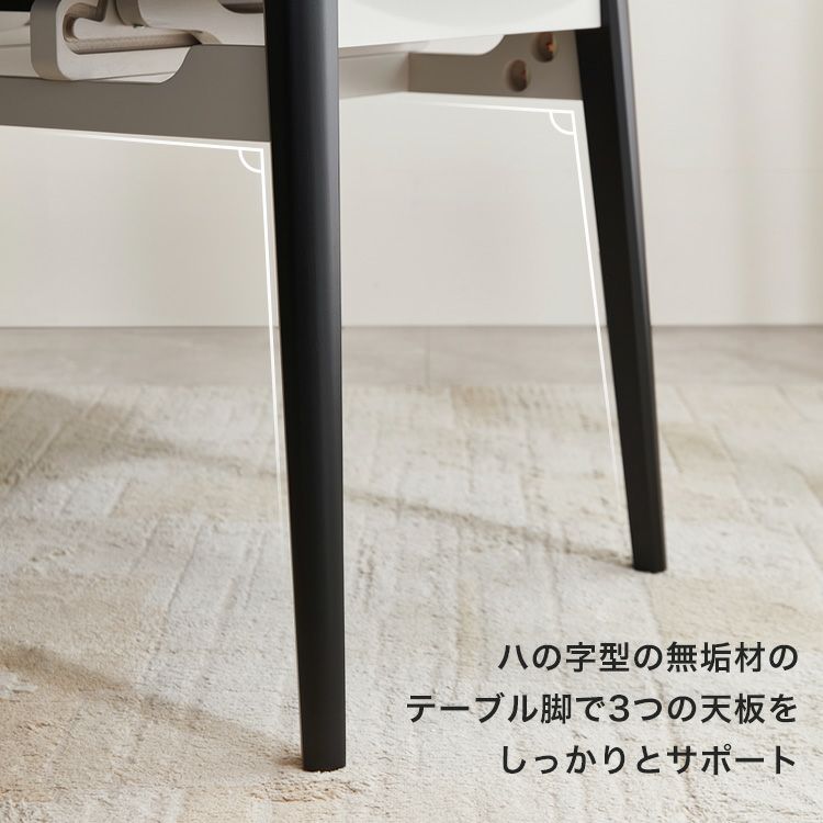 伸縮式セラミック円形ダイニングテーブル＆チェア-グレー- 7点セット