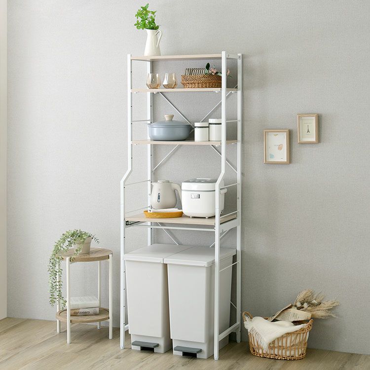 ヴィンテージ調 調節可能スライド棚付きワイドごみ箱上ラック [VRZ-T3S